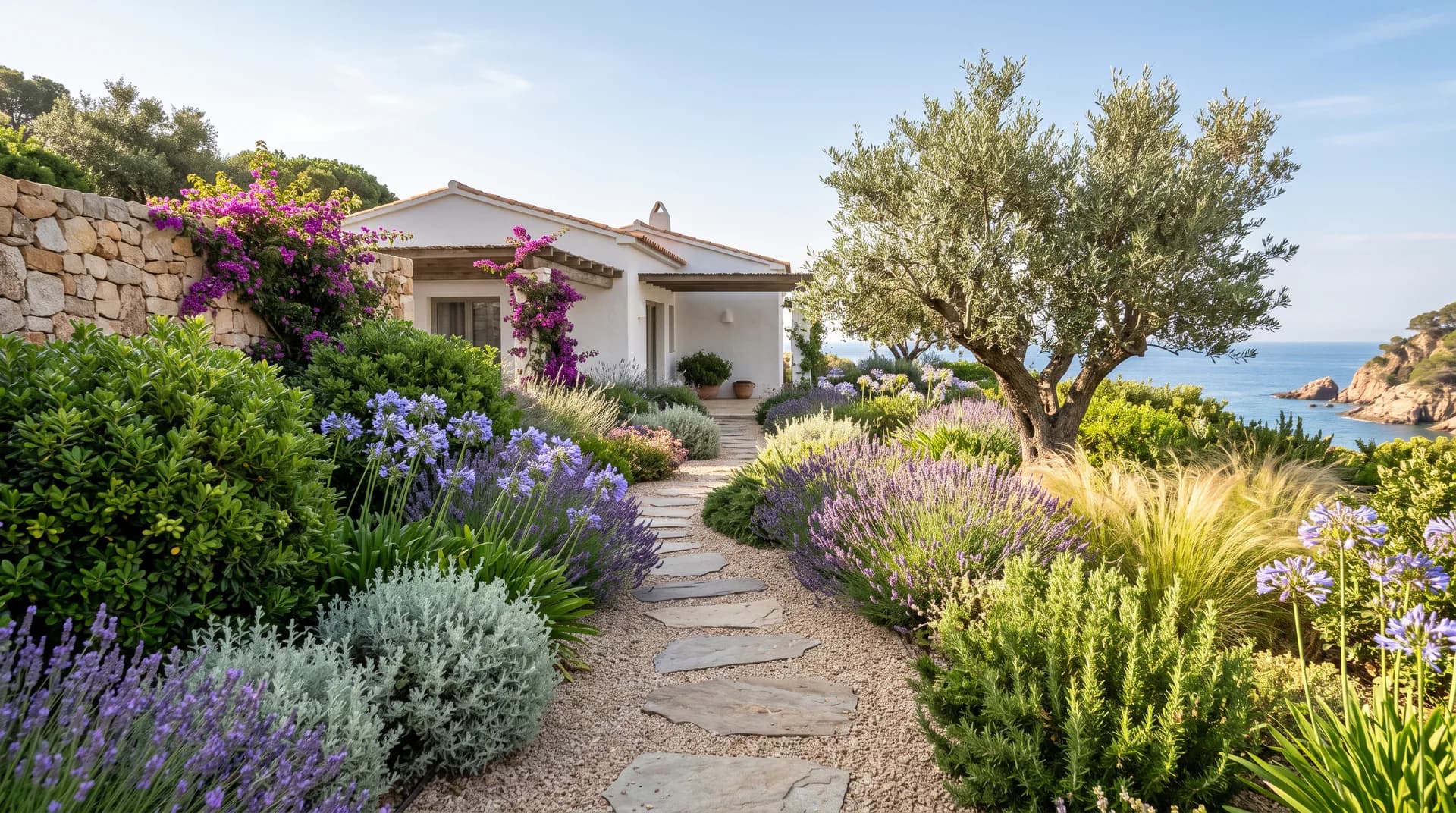 Selección de plantas en un jardín mediterráneo de la Costa Brava